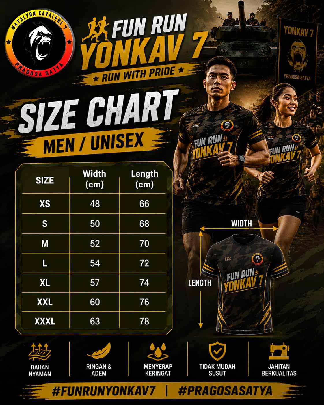 Size Chart Jersey Official Pragosa Fun Run Yonkav 7